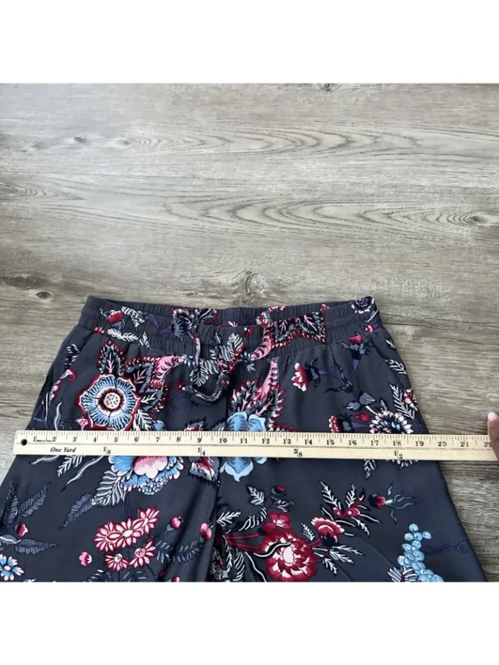 LOFT Drawstring Wide Leg Pants Purple Floral Full Length Womens Small